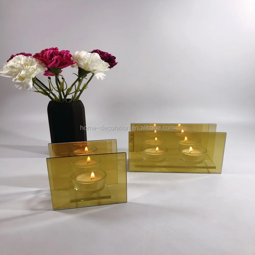Bsci Reflective Golden Glass Candle Holder Mirror With 2 Lights Buy