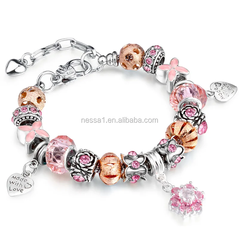 

Fashion Glass Beads bead charm bracelet Wholesale JS-0007, Colorful