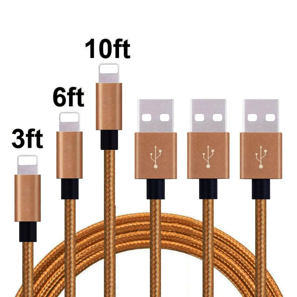

For iPhone Charger Mfi Certified Cable Extra Long Nylon Braided Charging&Syncing Cord Compatible For iPhone Xs/XR/XS Max 7 6 8, Gold;black;red;rose gold;gray;sliver;blue