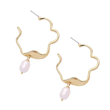 earring hoop plated gold wholesale imitation charm pearl larger