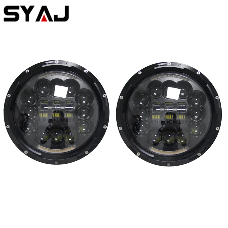 

Auto motorcycle parts accessary DRL turn signal light 7 inch round led headlight for jeep wrangler for harley car spare part, Black/chrome