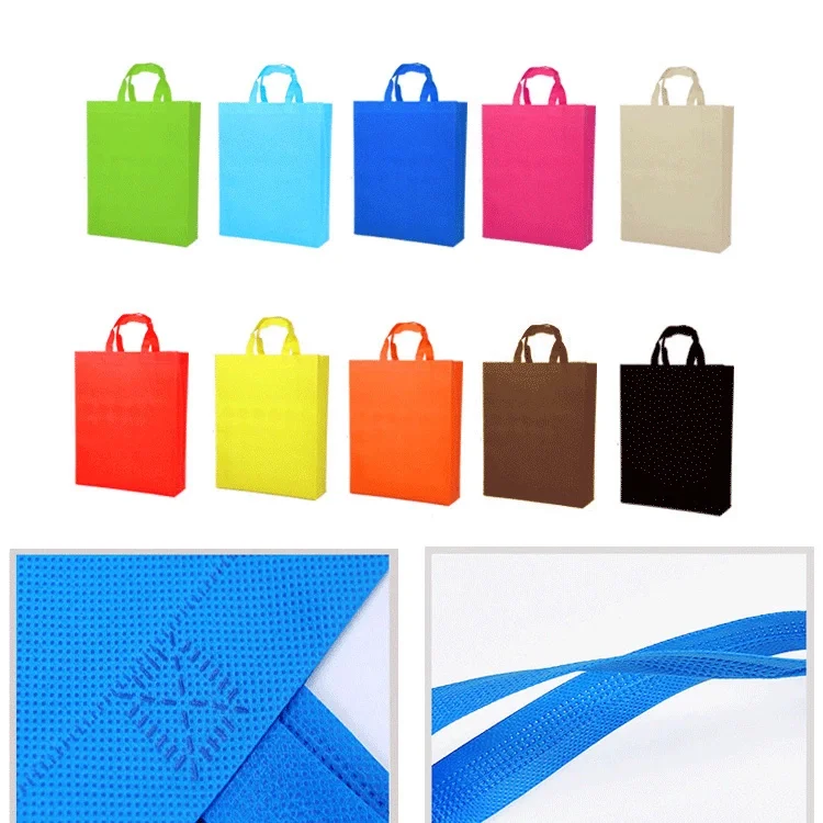 Customized Logo Printed Tote Bag Foldable Reusable Shopping Folding Non Woven Bag With Handle