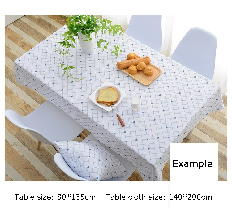 Custom polyester cotton print simple fresh blue checkered tablecloth