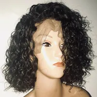 

Brazilian/Peruvian Water Wave curly Lace 360 lace wig 150% density side part bob thick Human Hair Wigs Lace Wigs With Baby Hair
