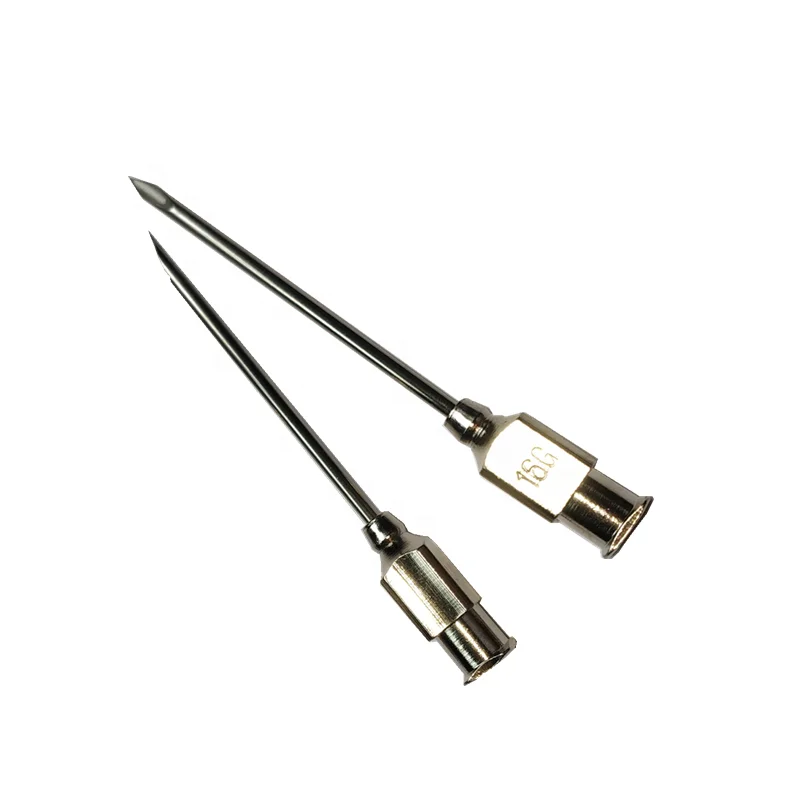 
REUSABLE STAINLESS STEEL HYPODERMIC VETERINARY INJECTION NEEDLE WITH METAL HUB 