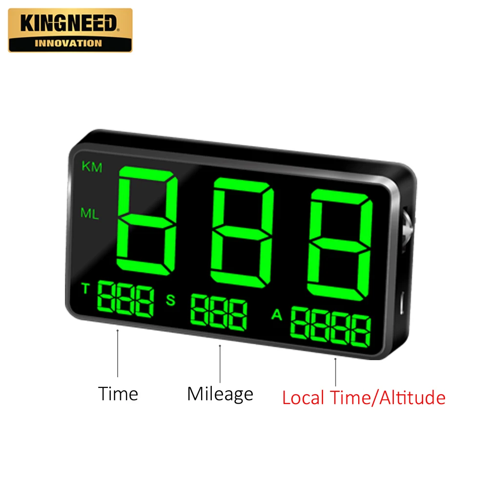 C80 Universal head up display Vehicle clock gps led speedometer digital clock for car
