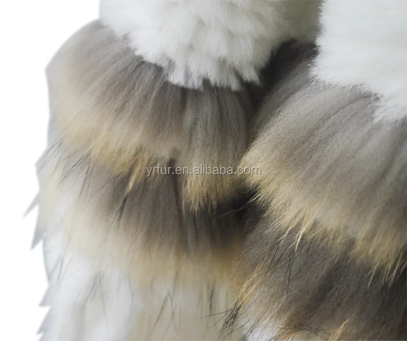 
YRFUR YR005 Hot Sale Top Quality White color genuine Sheared rabbit knit fur poncho with tassels 