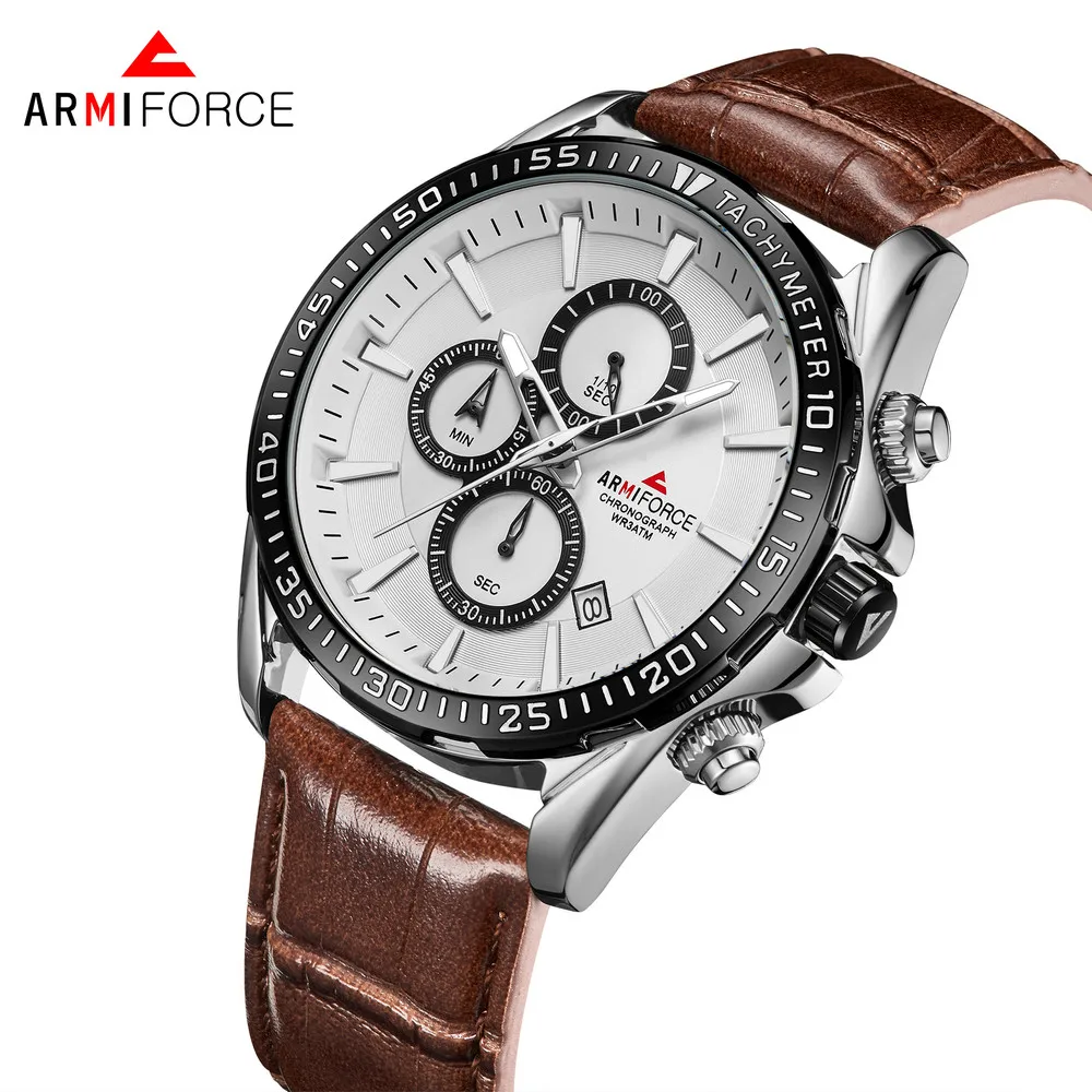 

ARMIFORCE 8001 Cheap Men Quartz Watch Online Leather Band Luminous Hands Calendar