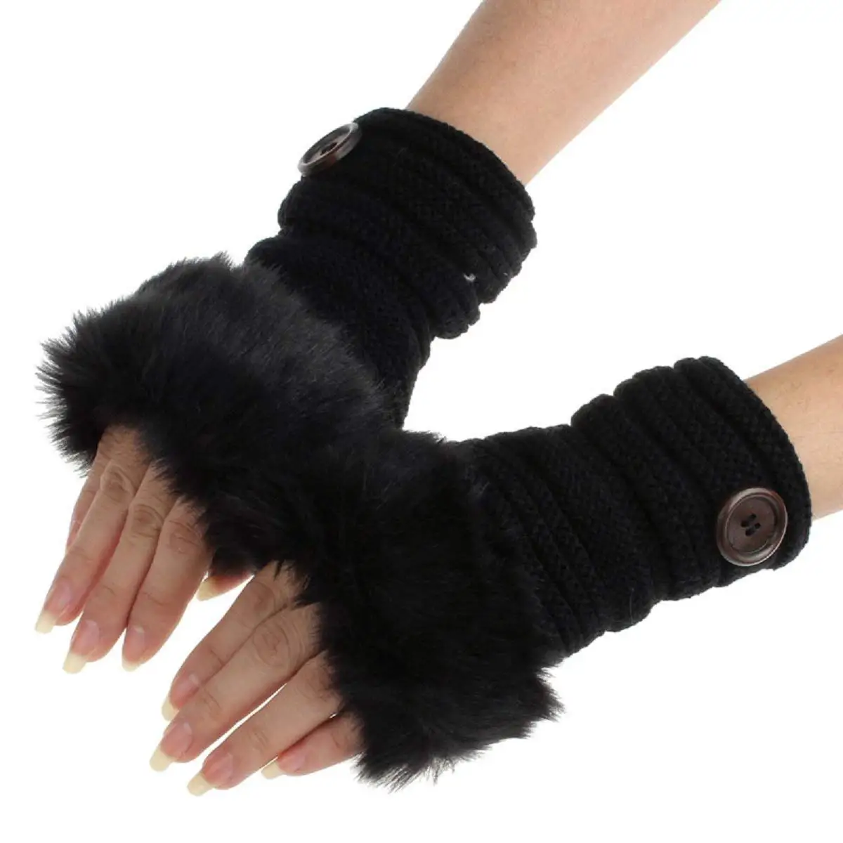 C.C Women/'s Faux Wrist Fur Fingerless Sherpa Lined Convertible CC Mittens Gloves