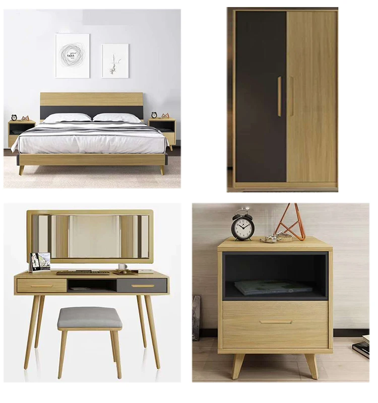 Cheap MDF board wood furniture dressing table modern bedroom furniture set