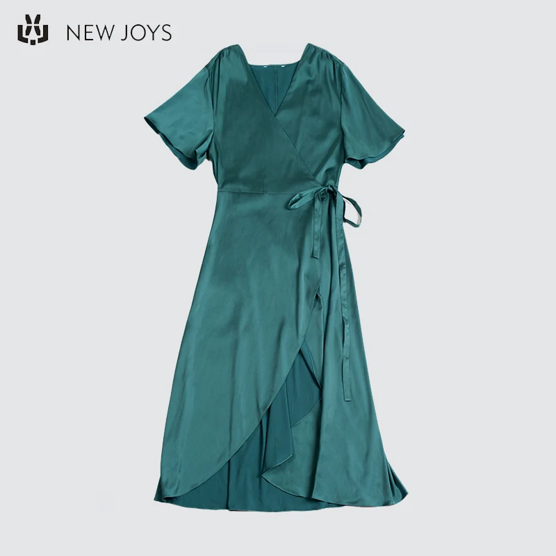 green silky wrap dress
