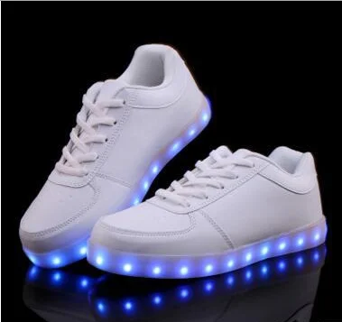 

Colorful luminous LED coupleshoes USB charging 7 colors luminous waterproof skater shoes, White,black.oem are accepted