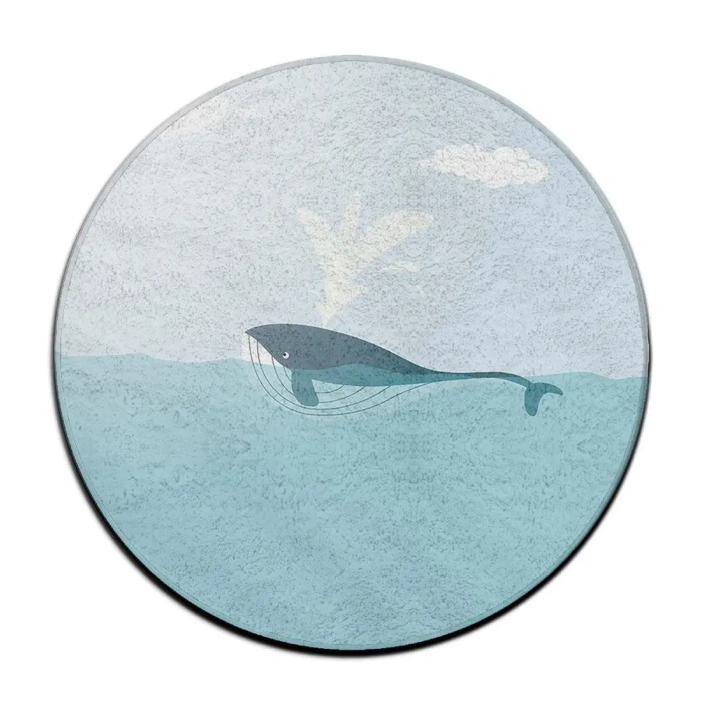 YIOOO Soft 60"x 60" Round Area Rug Whale Cartoon Anti-Skid Floor Mat Area Rugs Living Room Bedroom Rug Carpet Mat For Home Decorate Indoor Outdoor Office Chair Mat Pile