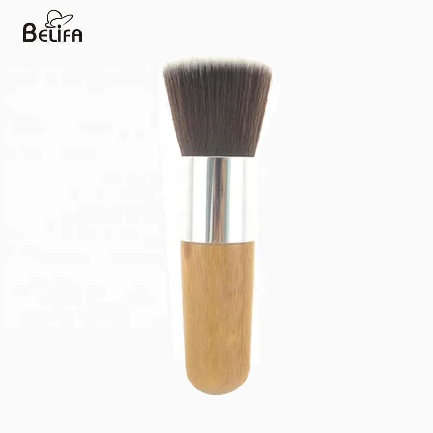 

Belifa wholesale vegan small flat top kabuki foundation or powder makeup brush with eco friendly bamboo handle