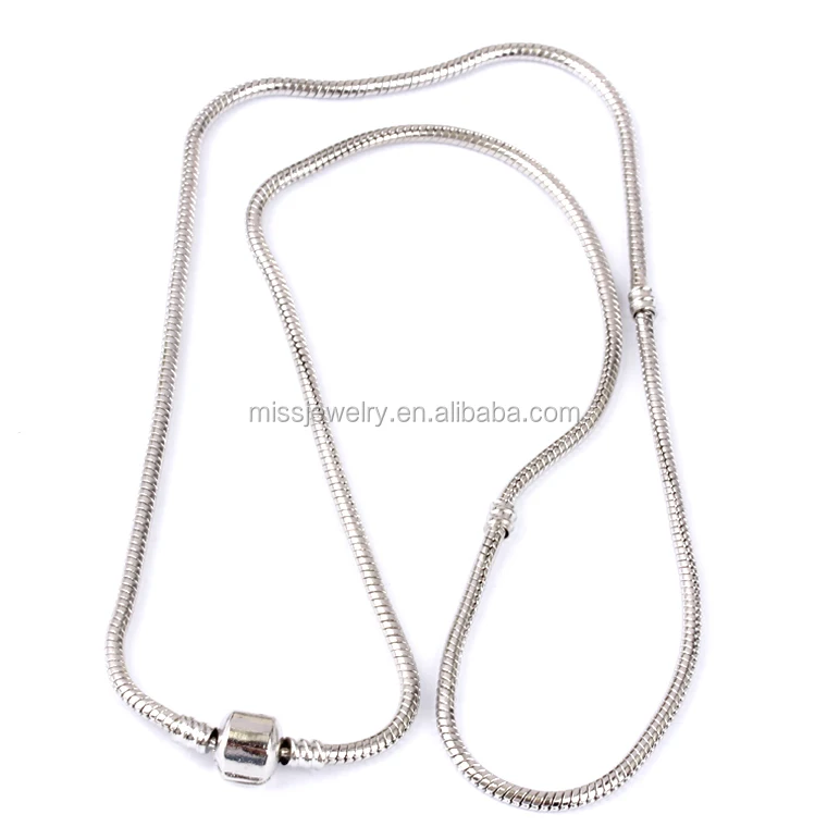 

Missjewelry Brass Copper Snake Chain Necklace Silver Plated, White gold;silver