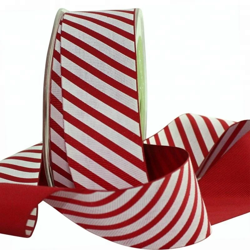 

Wholesale Custom 1.5 candy striped christmas ribbon, Red