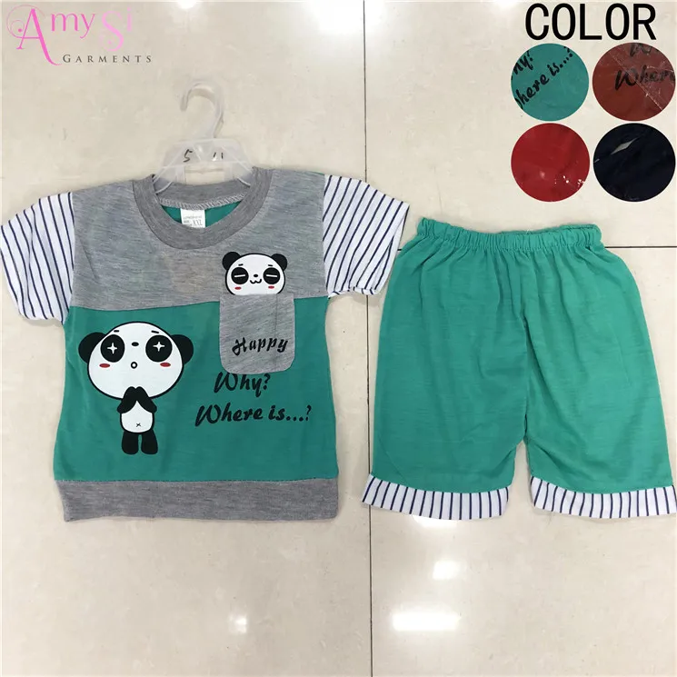 1.24 usd BT030 Factory price Panda pattern baby clothes boy, boy clothes sets, organic cotton baby clothes