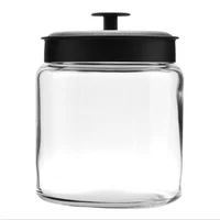 

cookie glass jar 1.5 Gallon Glass Jar with Fresh Brushed Metal Black Metal Sealed Lid