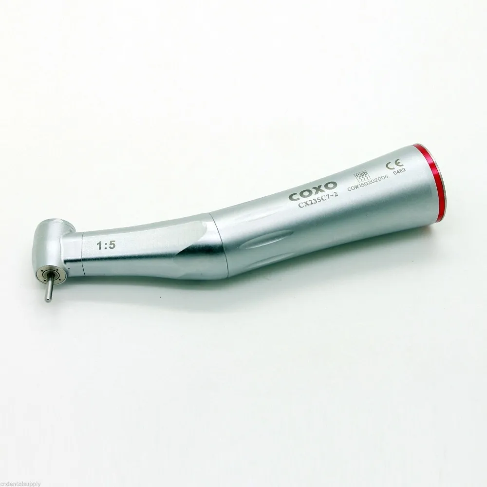

Inner Water Spray Push Button Contra Angle Dental 1:5 Increasing Low Speed Handpiece, Silver