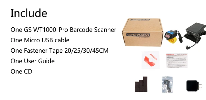 Generalscan Bluetooth Barcode Scanner GS WT1000-Pro 1D Laser Mobile Data Terminal Barcode Scanner for Android iOS (GS07)