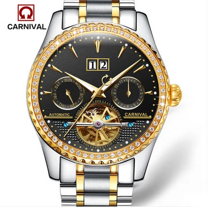 

Christmas Gift for Man Present Mineral Glass 8731G Automatic Mechanical Carnival Wrist Watch