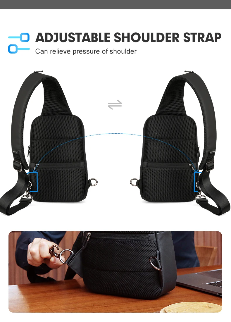 Mark Ryden sling backpack for men men chest bag with usb charge small bag crossbody bag chest customizable sling shoulder MR7618