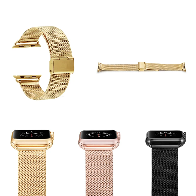 

Hot Sale Mesh Milanese Stainless Steel Watch Strap Band for Apple Watch, For iWatch Stainless Steel Band, 3 colors available