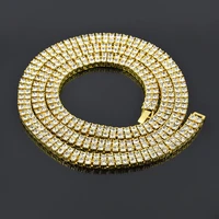 

Wholesale 30" 8mm HipHop Zinc Alloy Crystal Iced Out Gold Plated 2 Row Tennis Chain