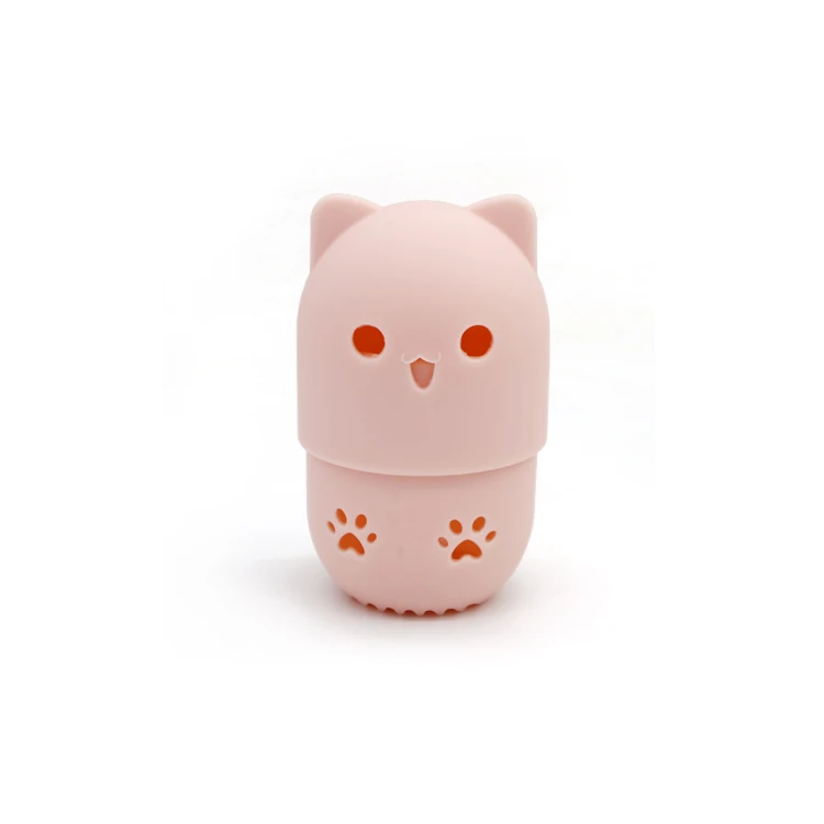 
Cute Cat Travel Foundation Sponge Holder Makeup Sponge Silicone Case 