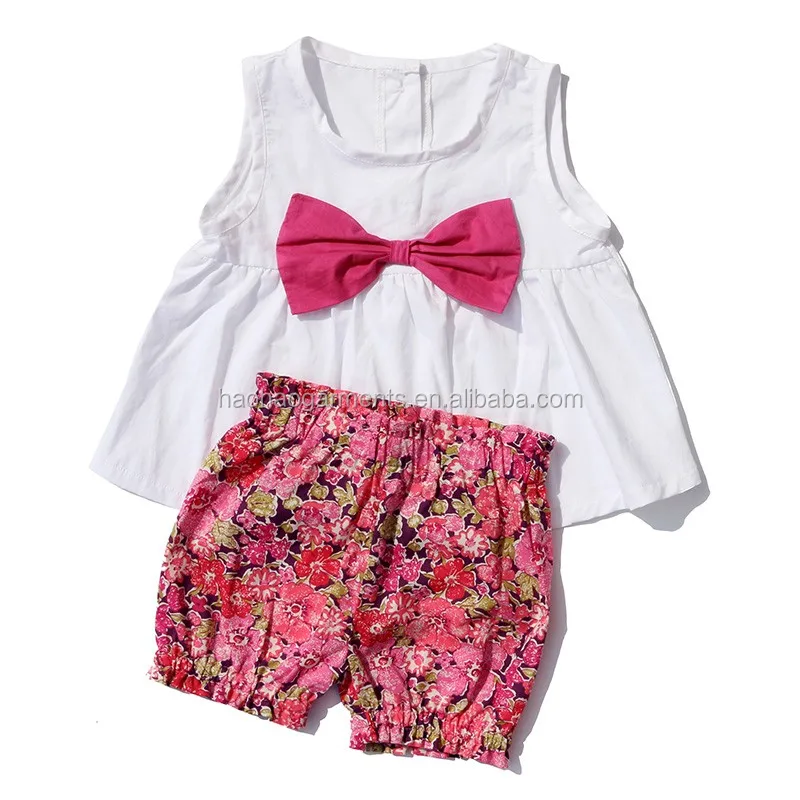 Wholesale Children Clothing Usa Smocked Floral Tops Grid Shorts