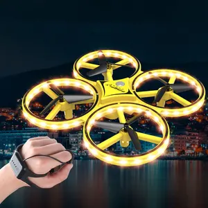 Induction four-axis aircraft Watch control drone Smart interactive saucer UFO LED light suspension toy