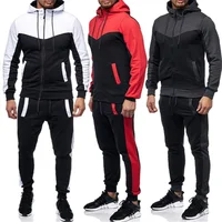 

Wholesale Winter Hooded 2 Piece Plain Men Gym Sweatsuit Jogging Suit Set