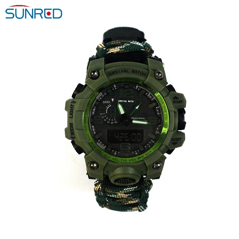 

EDC 2019 survival gear hiking camping paracord 6 in 1 survival watch