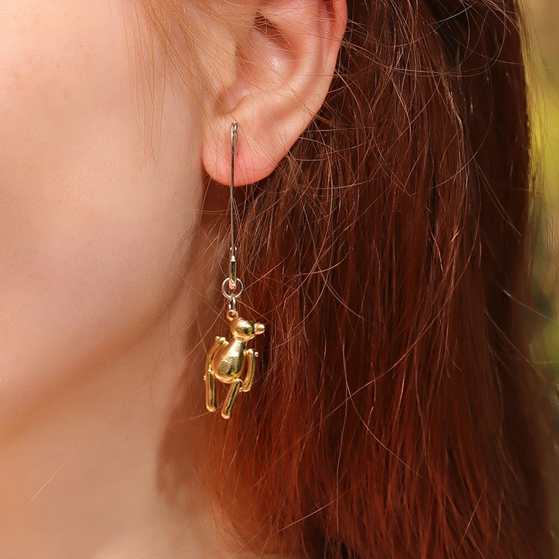 

Women fashion 925 sterling silver jewelry littel bear 18k gold plated earring