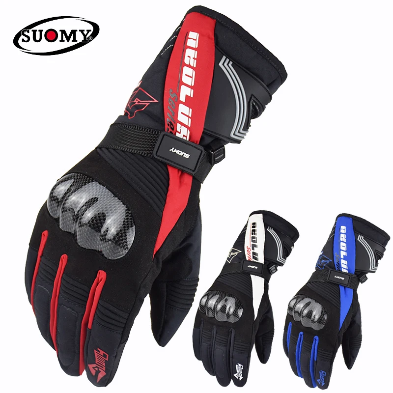 

Suomy New Keep Warm Winter Motorcycle Gloves Men Outdoor Sport Ski Skate Gloves Motorbike Motocross Racing Riding Gloves, Black,red,blue