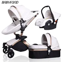 

Free shipping Factory Multifunction crib leather baby stroller 3 in 1 baby stroller with carrycot baby pram