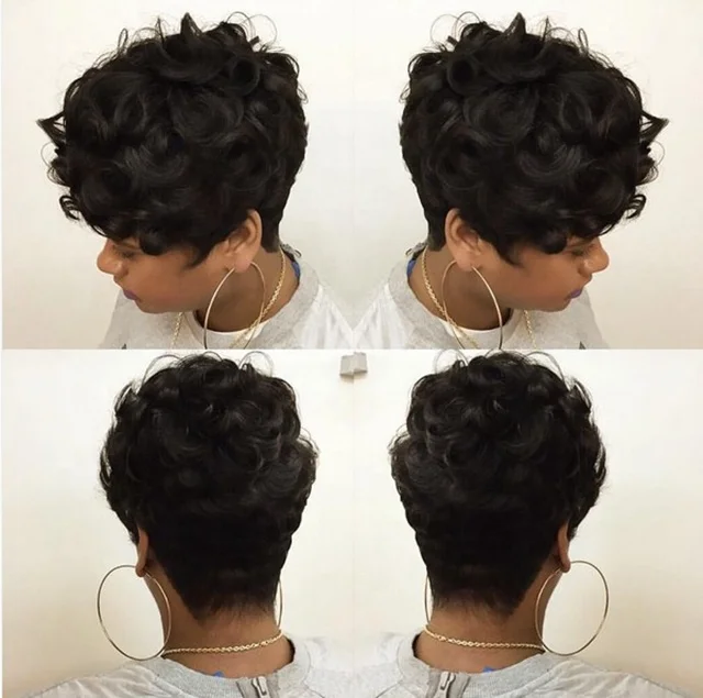 
AiShiLi Hair top quality Synthetic wigs natural wave short bob hair black loose curly hair for women 