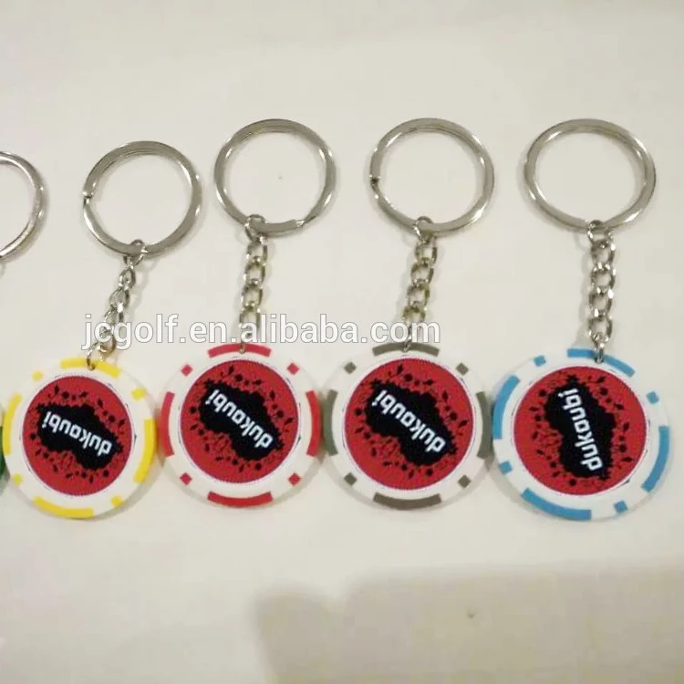 

golf poker chip ball marker and bag tag key chain