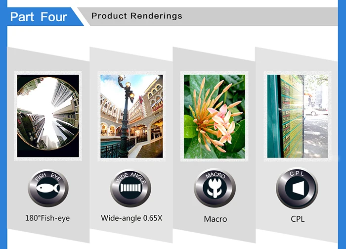 LIEQI Universal Clip 4 In 1 Cell Phone External Lens With CPL Filter