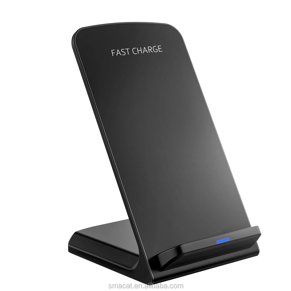 

Fast QI Wireless Charger Quick charging mobile stand for Samsung Galaxy S8 S9, Black silver