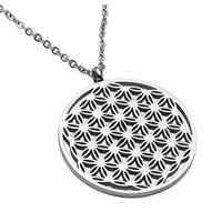 

Top Quality Sacred Geometry Stainless Steel Material Never Fade Hollow Flower Of Life Pendant Necklace Wholesale In Stock