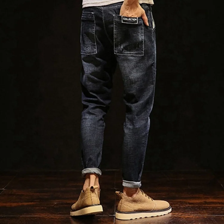 Classic slim fit man trousers small feet long jeans zipper fly  breathable man jeans OEM