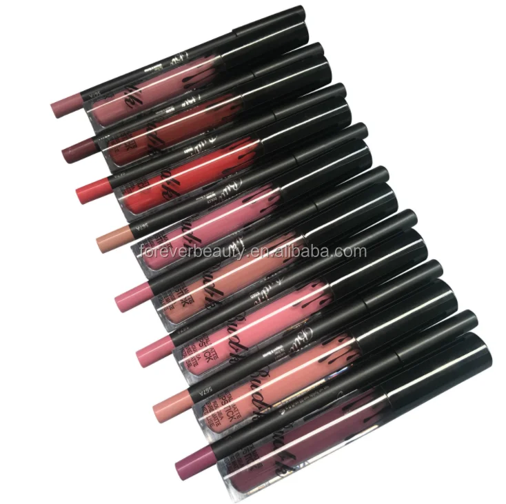 

Top sale high quality moist 2pcs lip liner lipgloss set single brand name liquid matte waterproof lip gloss, Single-color