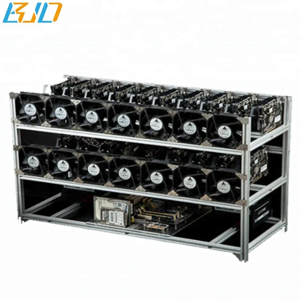 

Open Air Mining Rig Frame 19 GPU Mining Rig Rack for ETH GPU Mining, Black/silver
