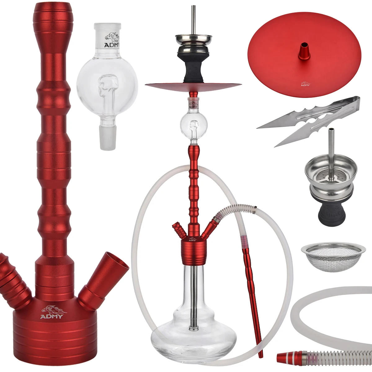 

2019 shisha aluminum foil shisha washable hookah set wholesale accessories hookah, Red