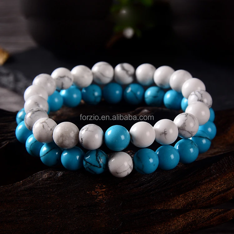 

BN5001 Newest design natural stone bracelet set couple jewelry,gemstone gifts for newly married couple, White&blue