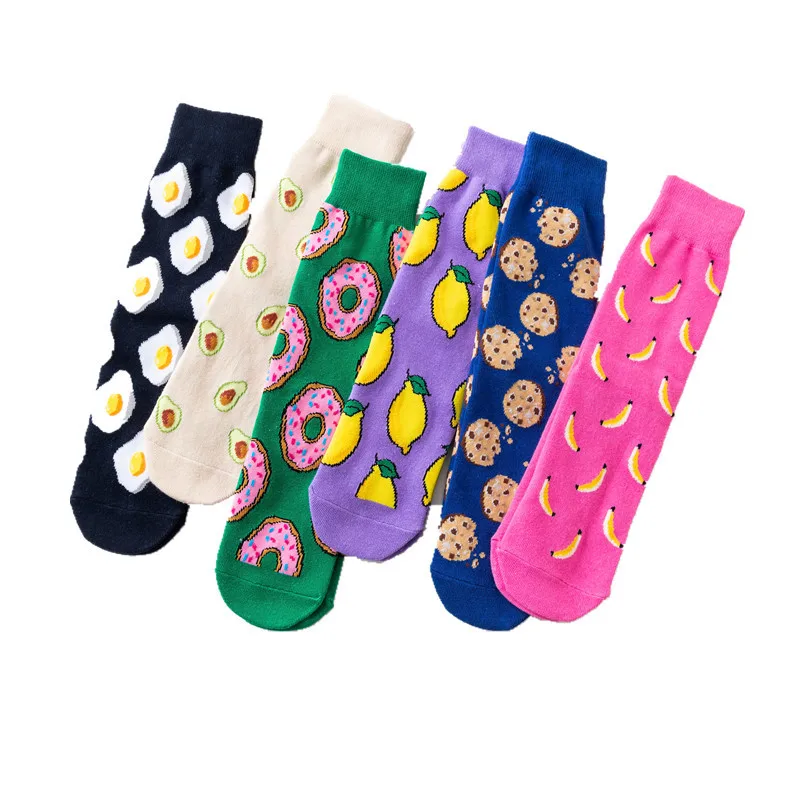 

Best selling avocado fruit printing donut food funny socks, Multicolor