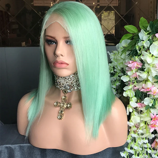 

Green Wig Short Bob Human Hair Full Lace Wig