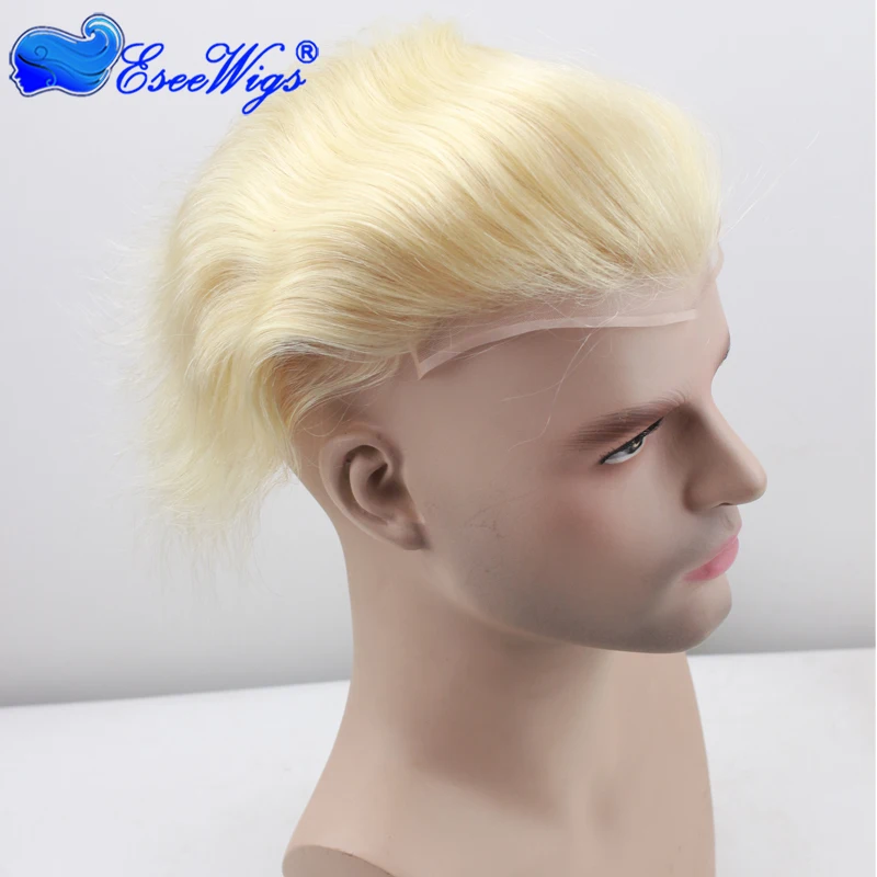 

100% Human Hair Swiss Lace Pu around Men Toupee 613# color human hair man toupee
