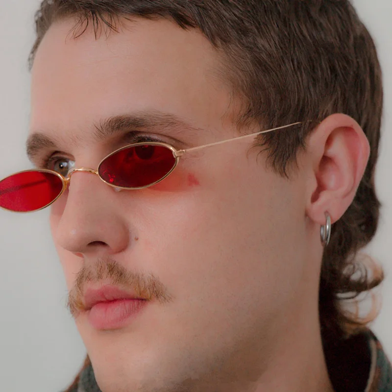 

Free shipping Small Oval Sunglasses for men Male retro Metal frame yellow red vintage small round sun glasses for women 2019